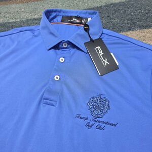 RLX Ralph Lauren Polo M Blue Trump Int Golf Club Performance Shirt